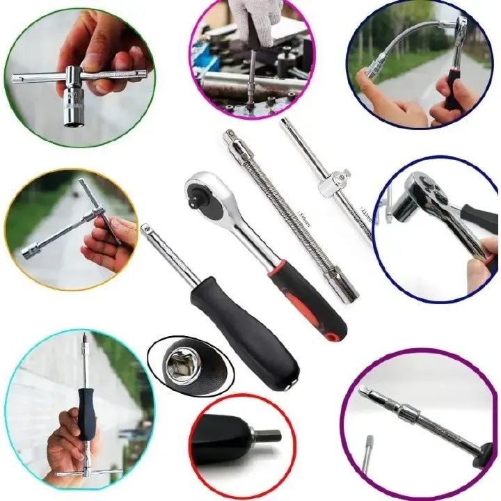 【Promotion】RahaLife 46 Piece Professional Tool Set Socket Wrench with Ratchet & Spanner Screwdriver Kit with Multiple Batch Heads Comprehensive Household & Car Repair Toolbox