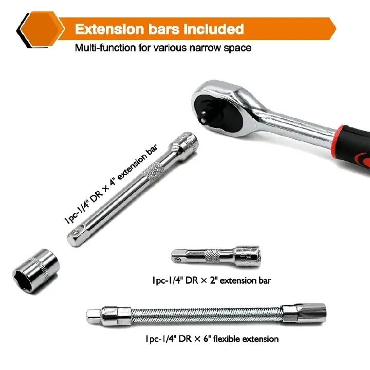 【Promotion】RahaLife 46 Piece Professional Tool Set Socket Wrench with Ratchet & Spanner Screwdriver Kit with Multiple Batch Heads Comprehensive Household & Car Repair Toolbox