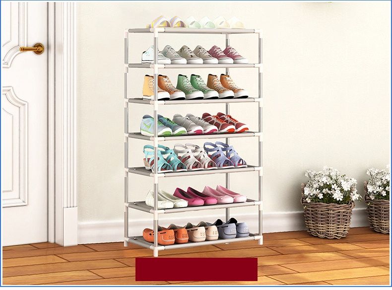 【Promotion】RahaLife 7 Layer Shoe Rack Assemble Shoe Shelf Storage Organizer Multifunctional Small Furniture for Entryway, Closet, Dorm Space Saving Design Sturdy & Portable