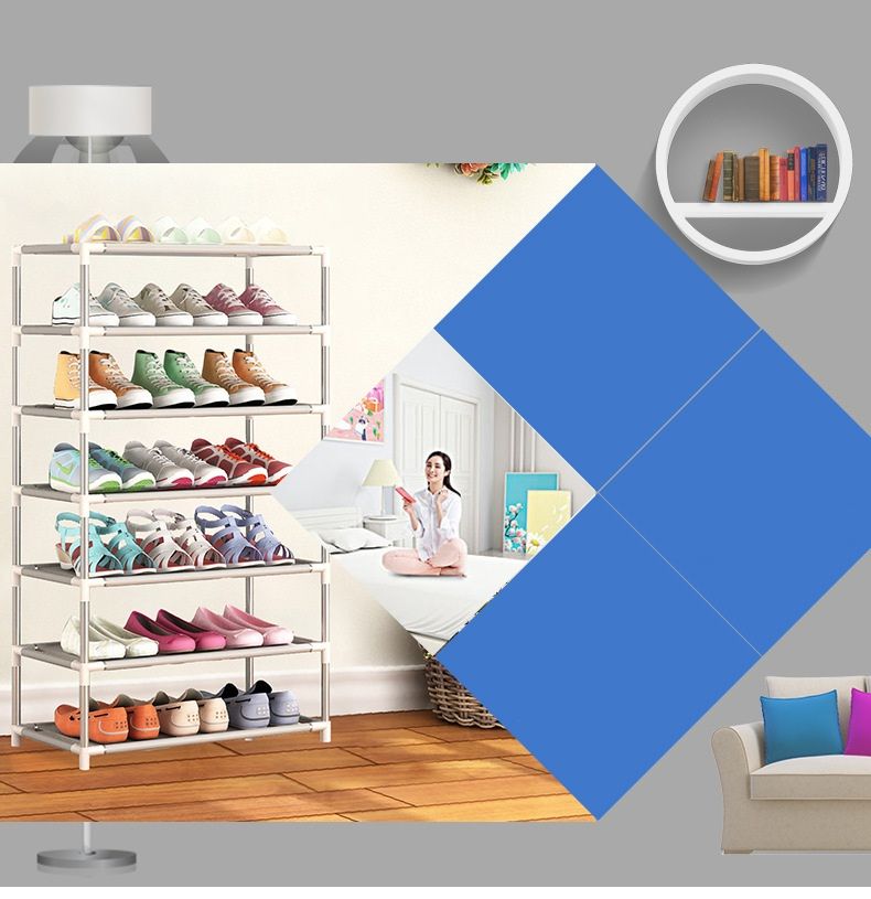 【Promotion】RahaLife 7 Layer Shoe Rack Assemble Shoe Shelf Storage Organizer Multifunctional Small Furniture for Entryway, Closet, Dorm Space Saving Design Sturdy & Portable