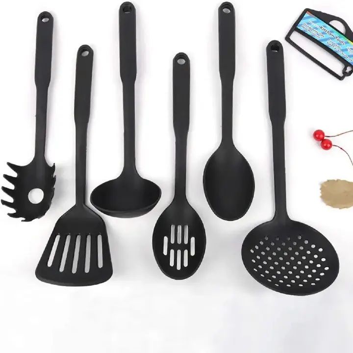 RahaLife 6 Pcs Black Cooking Utensils Set Non-Stick Spatula Spoon Sets Suitable for Cooking Kitchen Tools Kitchen Utensils Multifunction Shovel Spoon Set Non-Stick Kitchen Tools Set