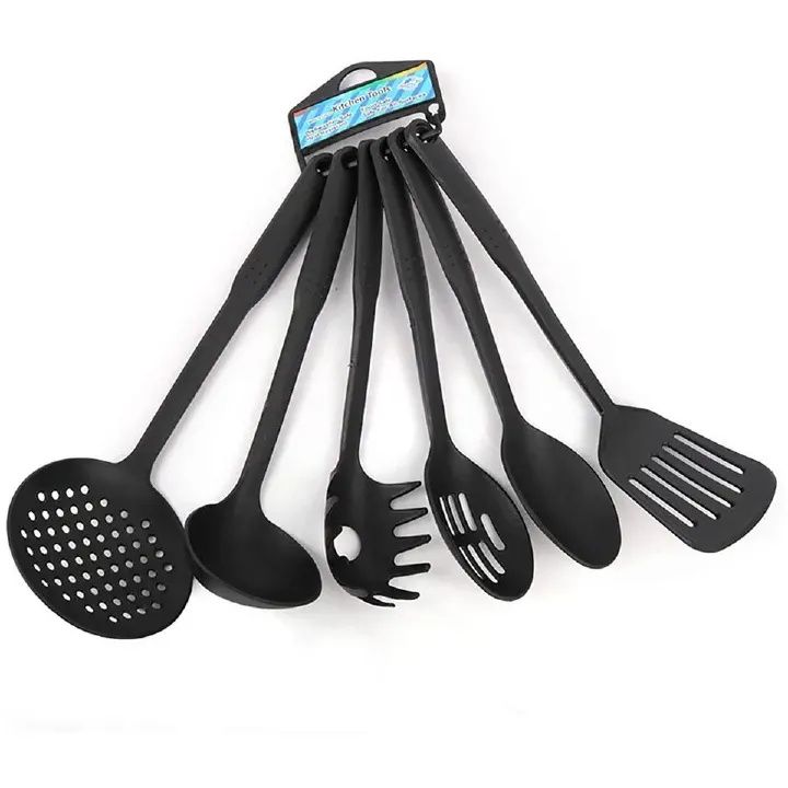 RahaLife 6 Pcs Black Cooking Utensils Set Non-Stick Spatula Spoon Sets Suitable for Cooking Kitchen Tools Kitchen Utensils Multifunction Shovel Spoon Set Non-Stick Kitchen Tools Set