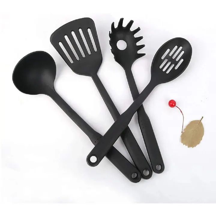RahaLife 6 Pcs Black Cooking Utensils Set Non-Stick Spatula Spoon Sets Suitable for Cooking Kitchen Tools Kitchen Utensils Multifunction Shovel Spoon Set Non-Stick Kitchen Tools Set