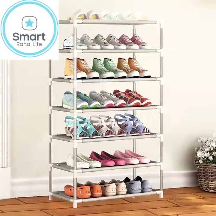 【Promotion】RahaLife 7 Layer Shoe Rack Assemble Shoe Shelf Storage Organizer Multifunctional Small Furniture for Entryway, Closet, Dorm Space Saving Design Sturdy & Portable