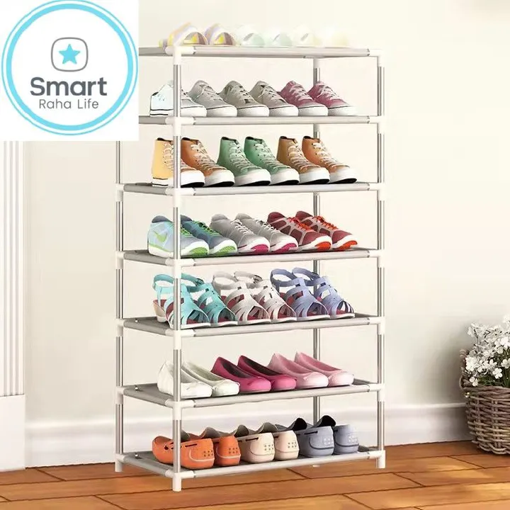 【Promotion】RahaLife 7 Layer Shoe Rack Assemble Shoe Shelf Storage Organizer Multifunctional Small Furniture for Entryway, Closet, Dorm Space Saving Design Sturdy & Portable
