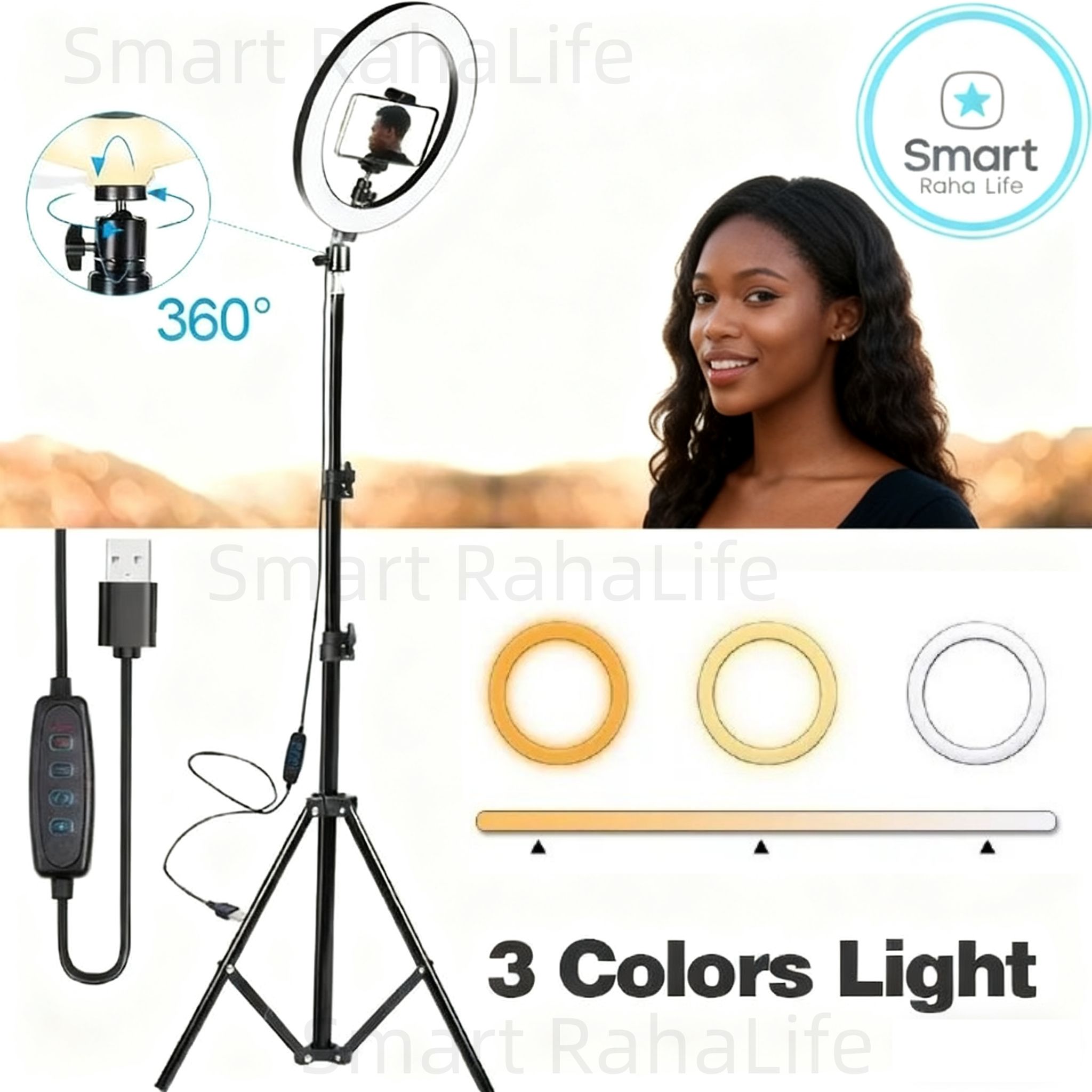 2.1M Tripod Stand with 10 Inch LED Ring Light for Selfie makeups studio Supplimentary Light WITH 2.1M TRIPOD Stand for  Selfie,  Makeup, YouTube, TikTok Live Streaming Studio Quality Video