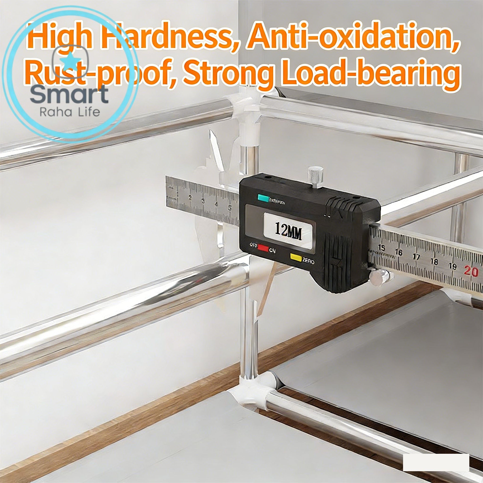 【Promotion】RahaLife 105CM Portable Wardrobe Large Capacity Closet Organizer Assemble Storage Closet 3 Columns Metallic Clothing Rack for Bedroom Home Dormitory Sturdy Steel Frame