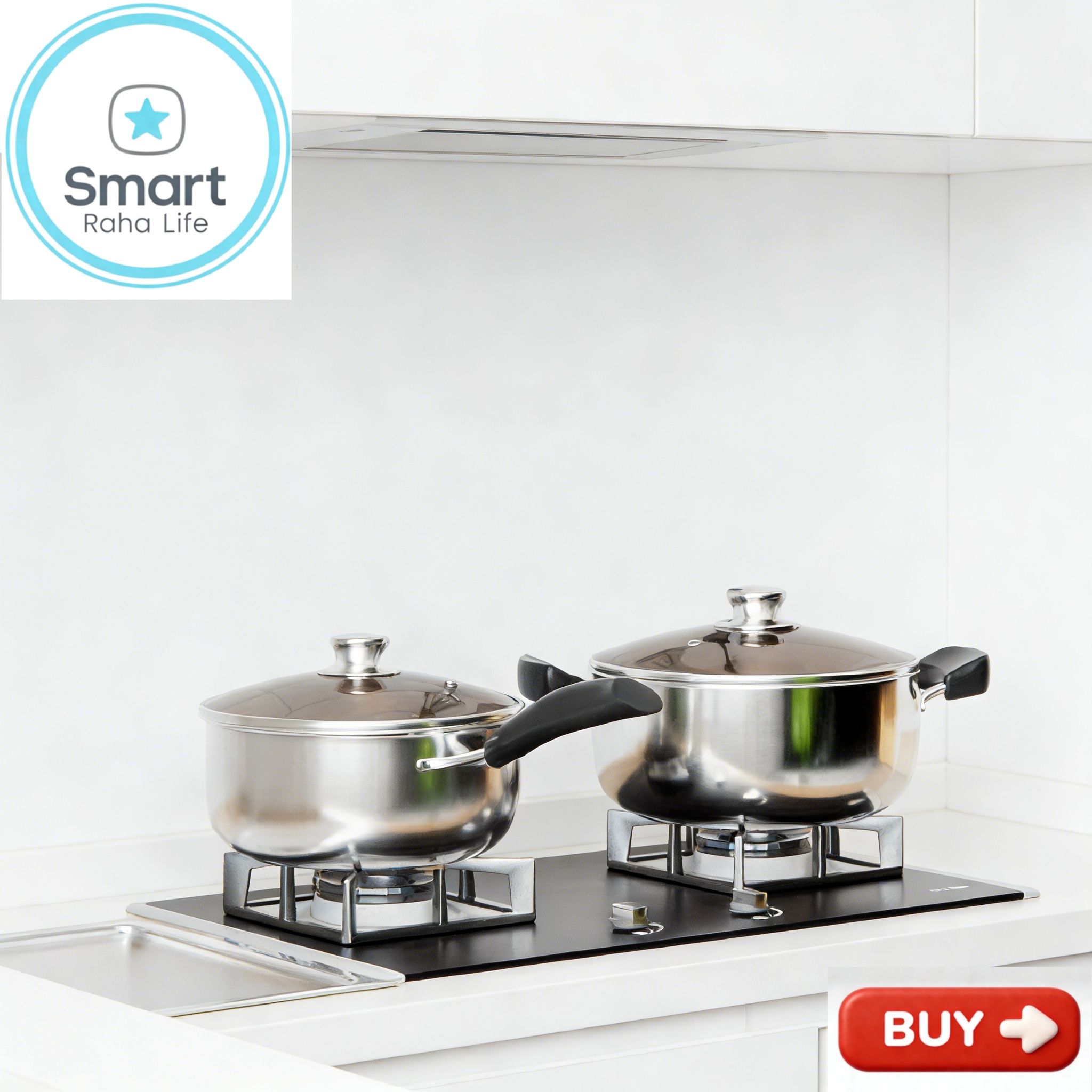 【Promotion】Smartrahalife 10PCS Stainless Steel Pots NonStick Cookware Set 5pcs pots+5pcs lids（16/18/20/22/24cm) Suitable for induction cookers Sufuria