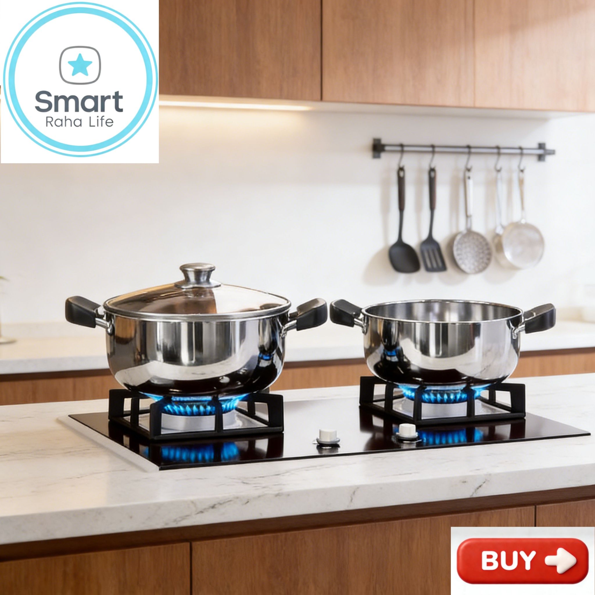 【Promotion】Smartrahalife 10PCS Stainless Steel Pots NonStick Cookware Set 5pcs pots+5pcs lids（16/18/20/22/24cm) Suitable for induction cookers Sufuria