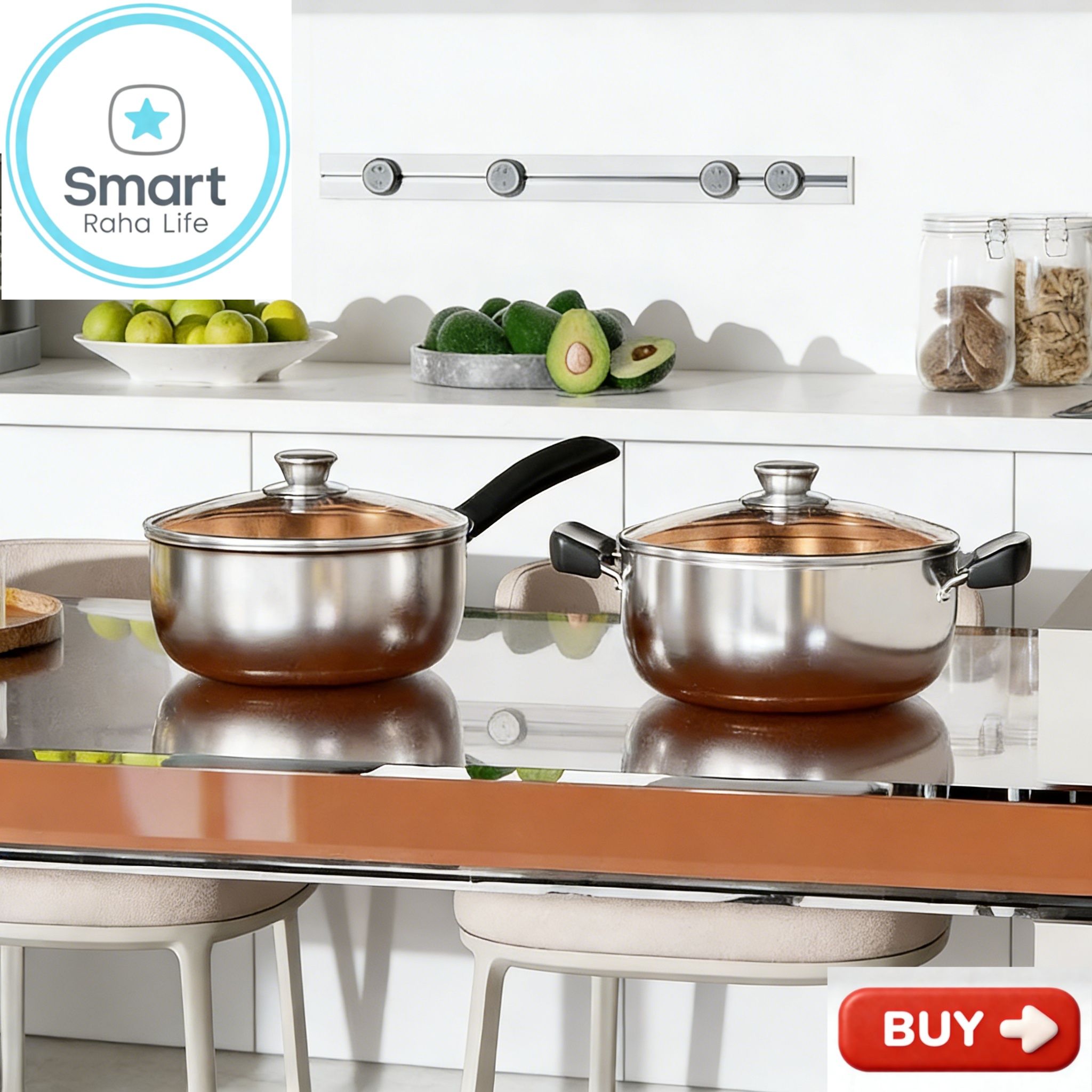 【Promotion】Smartrahalife 10PCS Stainless Steel Pots NonStick Cookware Set 5pcs pots+5pcs lids（16/18/20/22/24cm) Suitable for induction cookers Sufuria