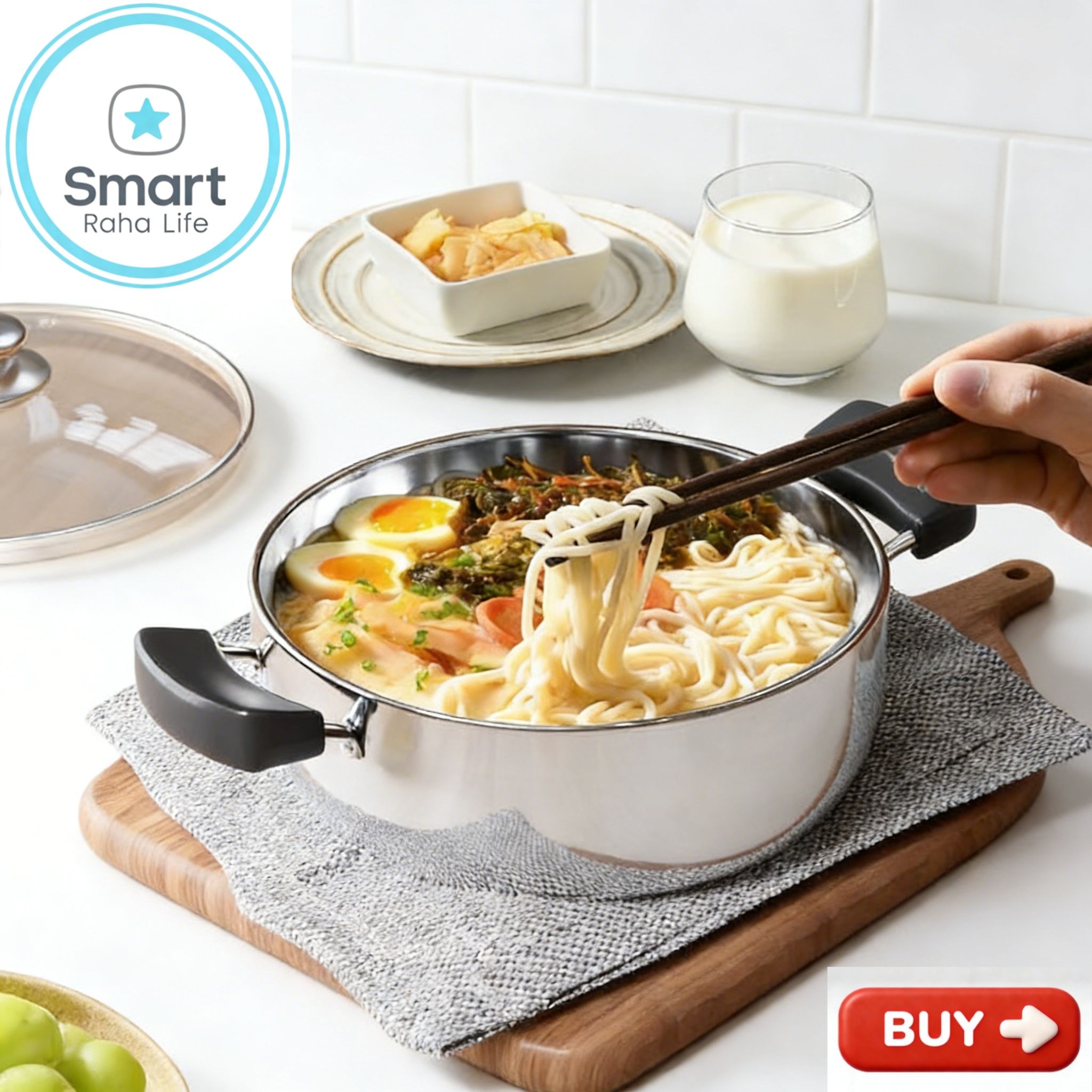 【Promotion】Smartrahalife 10PCS Stainless Steel Pots NonStick Cookware Set 5pcs pots+5pcs lids（16/18/20/22/24cm) Suitable for induction cookers Sufuria