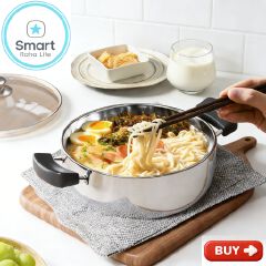 【Promotion】Smartrahalife 10PCS Stainless Steel Pots NonStick Cookware Set 5pcs pots+5pcs lids（16/18/20/22/24cm) Suitable for induction cookers Sufuria