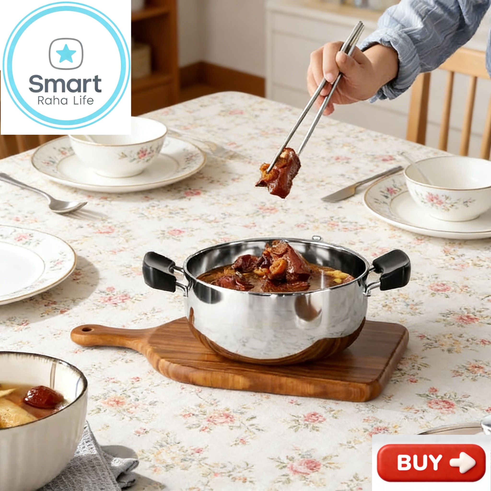 【Promotion】Smartrahalife 10PCS Stainless Steel Pots NonStick Cookware Set 5pcs pots+5pcs lids（16/18/20/22/24cm) Suitable for induction cookers Sufuria