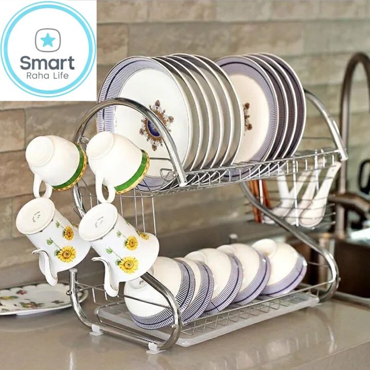 【Promotion 】Smartrahalife 16 18 20 Inch Multi-Layer Dish Drain Rack | Stainless Steel Utensil & Kitchen Tools Storage Organizer | Drying Rack for Sink Counter | Space Saving & Rust-Resistant