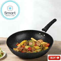 【Promotion】Smartrahalife Non Stick Pan Medical Stone Wok Physical Sufuria 30/32/34CM Cookware Saute Deep Frying Cooking Pots