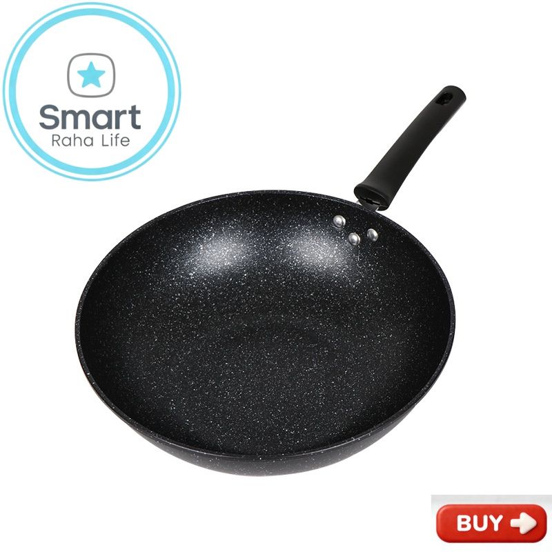 【Promotion】RahaLife Non Stick Pan Medical Stone Wok Physical Sufuria 30/32/34CM Cookware Saute Deep Frying Cooking Pots