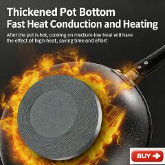 【Promotion】Smartrahalife Non Stick Pan Medical Stone Wok Physical Sufuria 30/32/34CM Cookware Saute Deep Frying Cooking Pots