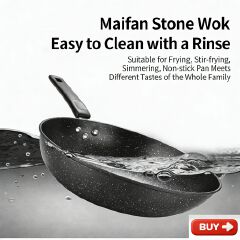 【Promotion】Smartrahalife Non Stick Pan Medical Stone Wok Physical Sufuria 30/32/34CM Cookware Saute Deep Frying Cooking Pots