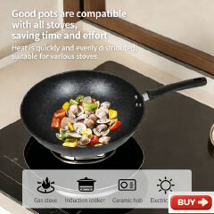 【Promotion】Smartrahalife Non Stick Pan Medical Stone Wok Physical Sufuria 30/32/34CM Cookware Saute Deep Frying Cooking Pots