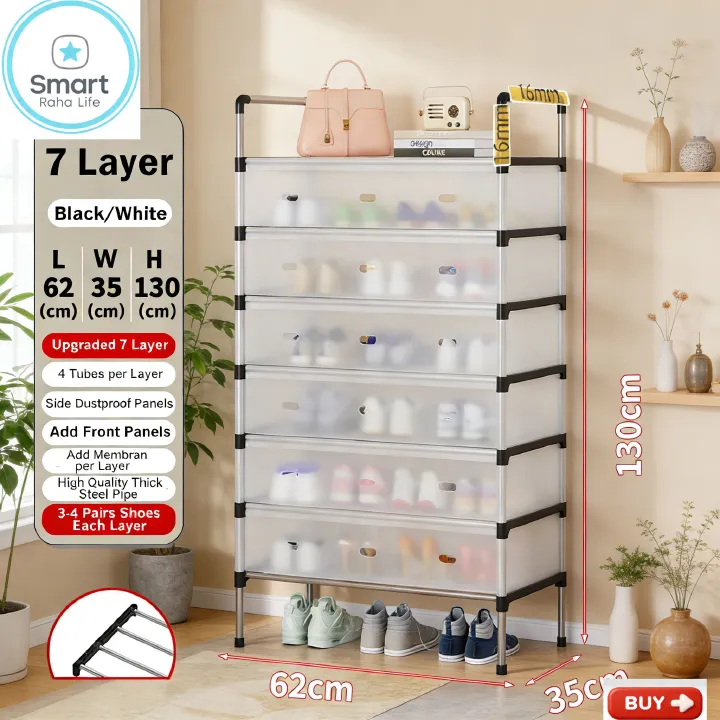 【Promotion】RahaLife  7 Layer Shoes Rack Upgraded Organizer Dustproof Household Doorstep Shoes DIY Storage Shelf Assembly Large Capacity Shoes Cabinet
