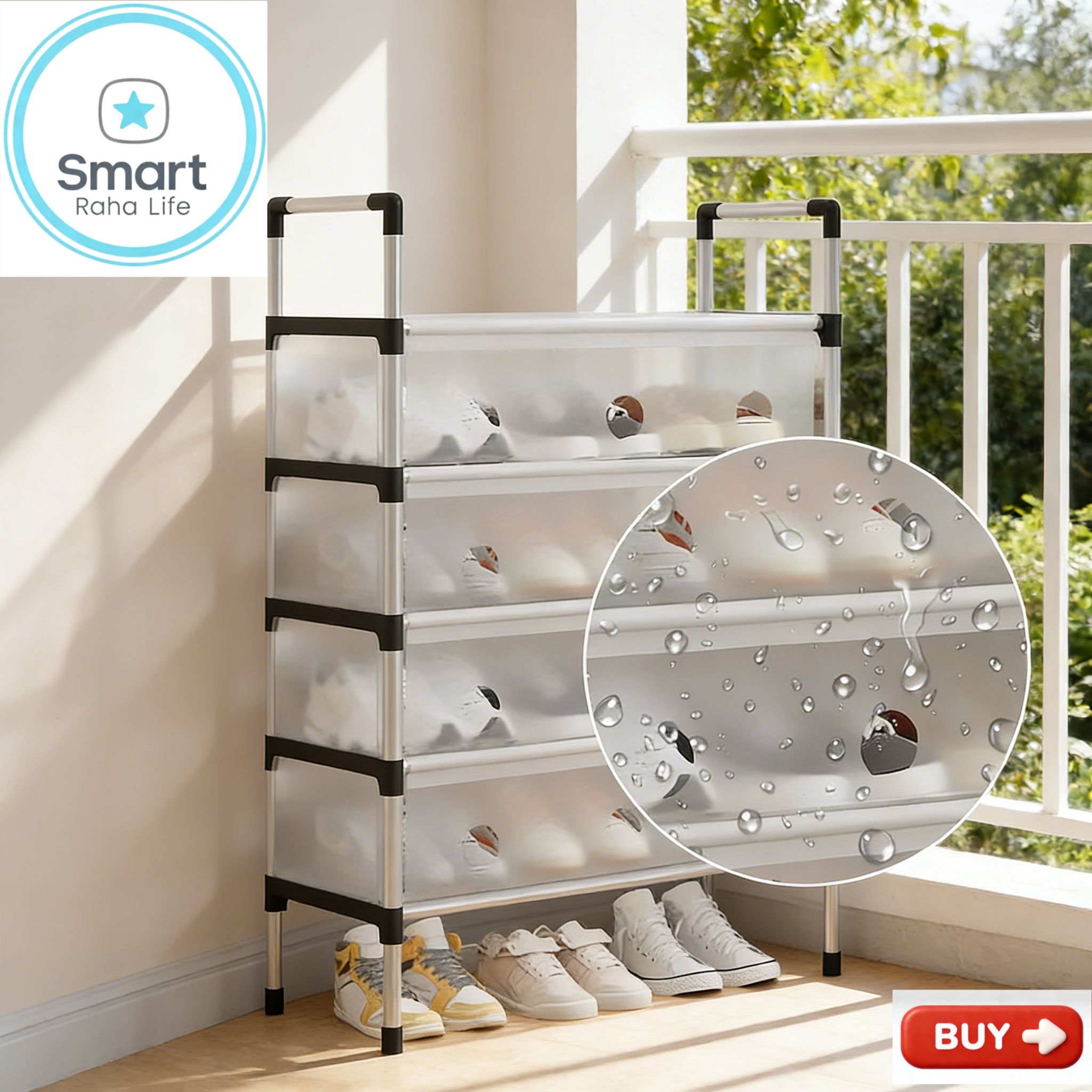 【Promotion】RahaLife  7 Layer Shoes Rack Upgraded Organizer Dustproof Household Doorstep Shoes DIY Storage Shelf Assembly Large Capacity Shoes Cabinet