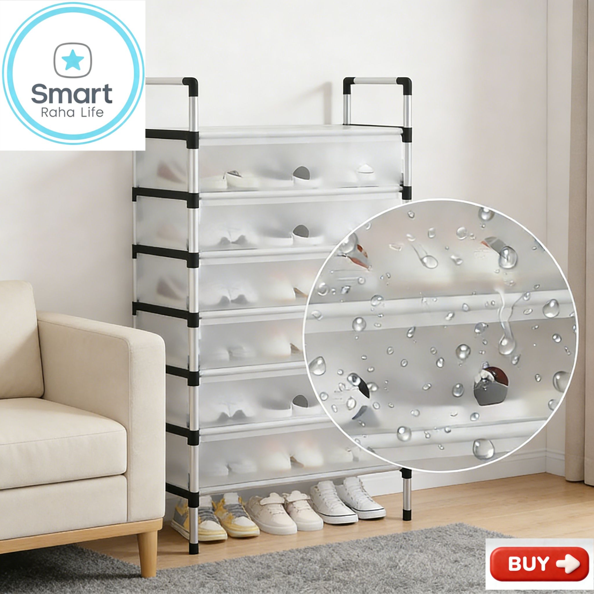 【Promotion】RahaLife  7 Layer Shoes Rack Upgraded Organizer Dustproof Household Doorstep Shoes DIY Storage Shelf Assembly Large Capacity Shoes Cabinet