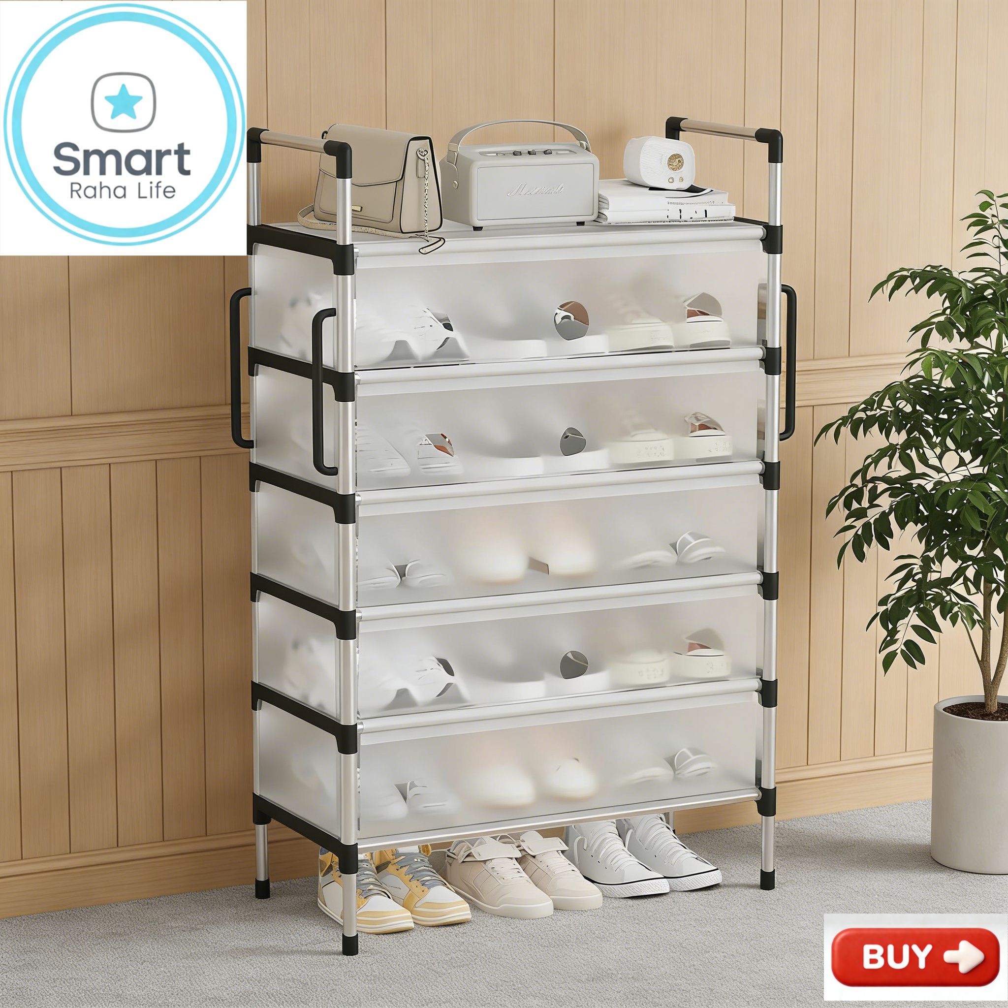 【Promotion】RahaLife  7 Layer Shoes Rack Upgraded Organizer Dustproof Household Doorstep Shoes DIY Storage Shelf Assembly Large Capacity Shoes Cabinet