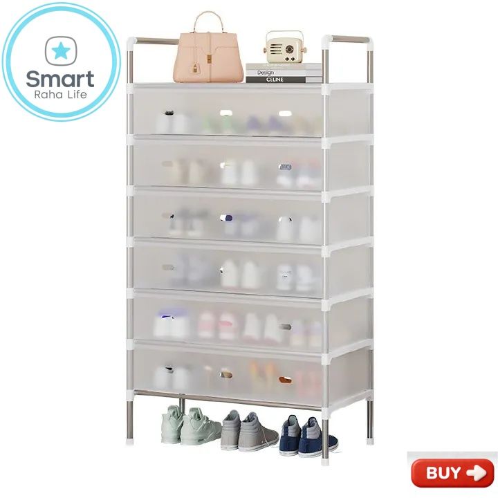 【Promotion】RahaLife  7 Layer Shoes Rack Upgraded Organizer Dustproof Household Doorstep Shoes DIY Storage Shelf Assembly Large Capacity Shoes Cabinet