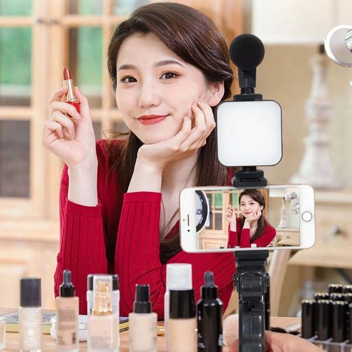 【Promotion】Smartrahalife Tripod Phone Stand with Ring Light and Microphone All in One Video Recording Kit for Content Creators Live Streaming YouTube TikTok