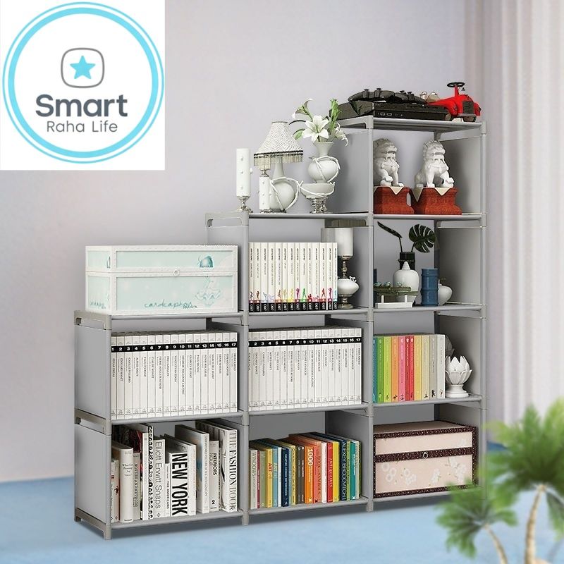 【Promotion】Smartrahalife 9 Cube Multifunctional Storage Shelf and Bookcase - Modular Metal Organizer Rack for Books Clothes Shoes Toys Easy Assembly