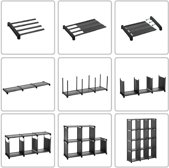 【Promotion】Smartrahalife 9 Cube Multifunctional Storage Shelf and Bookcase - Modular Metal Organizer Rack for Books Clothes Shoes Toys Easy Assembly