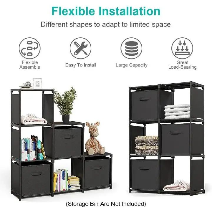 【Promotion】Smartrahalife 9 Cube Multifunctional Storage Shelf and Bookcase - Modular Metal Organizer Rack for Books Clothes Shoes Toys Easy Assembly
