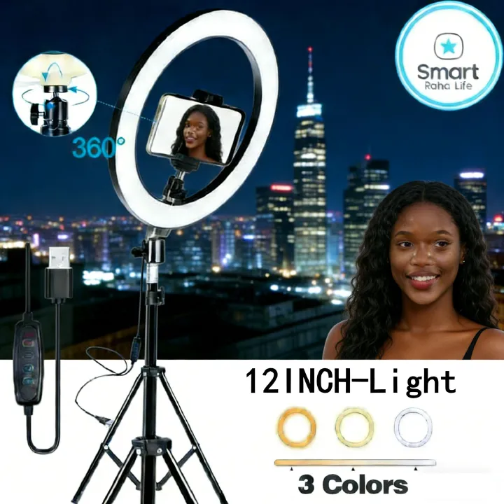 【Promotion】Smartrahalife 12 Inch Ring Light with 2.1M Tripod Stand Professional Studio Setup with Phone Holder for Live Streaming, Makeup Selfie Video Recording