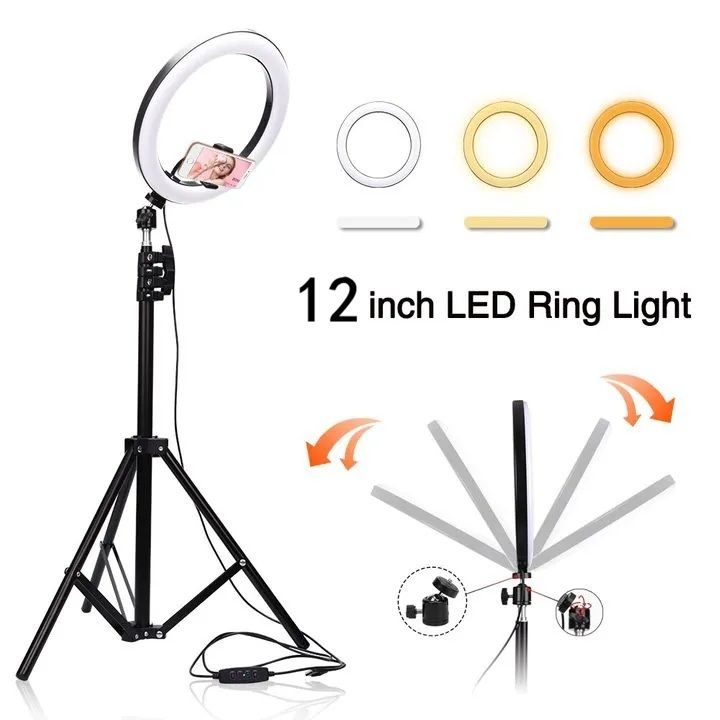 【Promotion】Smartrahalife 12 Inch Ring Light with 2.1M Tripod Stand Professional Studio Setup with Phone Holder for Live Streaming, Makeup Selfie Video Recording