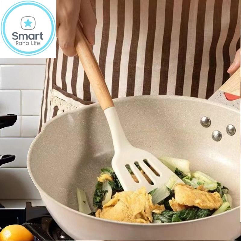 【Promotion】Smartrahalife 3PCS Silicone Cooking Utensils Set Non-Stick & Heat Resistant Spatula Spoon Strainer Filter Cooking Essential for Non-Scratch Use Easy Clean & Dishwasher Safe Ladle