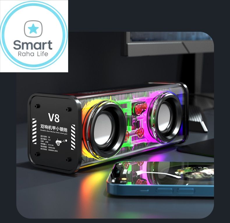 【Promotion】Smartrahalife Wireless Bluetooth Speaker Home Theater Sound System Soundbar for TV, PC Computer Speaker Subwoofer with 4D Surround Sound Portable Music Box