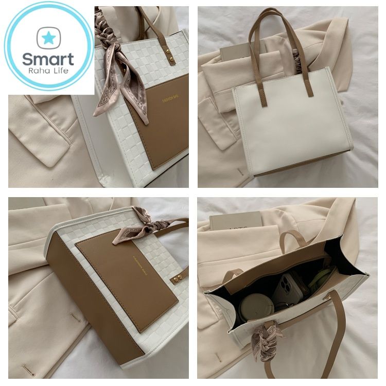 Smartrahalife Fashion PU Leather Tote Bag for Women, 3 Ways to Wear: Shoulder/Crossbody/Handbag, Casual Portable Purse with Local Fast Delivery