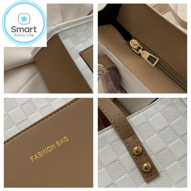 Smartrahalife Fashion PU Leather Tote Bag for Women, 3 Ways to Wear: Shoulder/Crossbody/Handbag, Casual Portable Purse with Local Fast Delivery