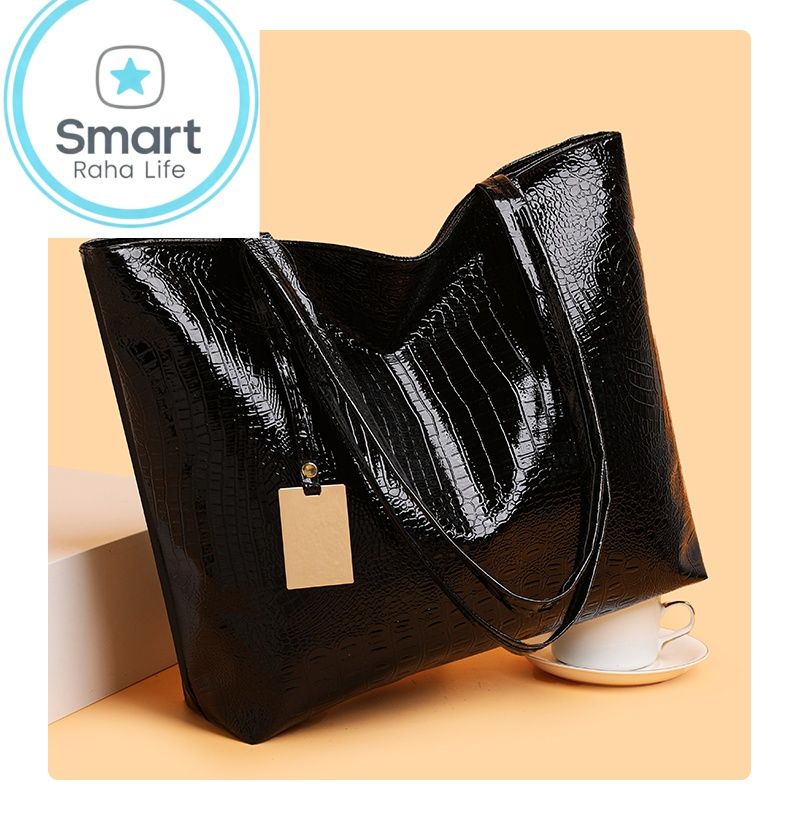 Smartrahalife Fashion PU Leather Tote Bag for Women, 3 Ways to Wear: Shoulder/Crossbody/Handbag, Casual Portable Purse with Local Fast Delivery