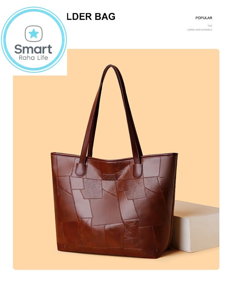 Smartrahalife Fashion PU Leather Tote Bag for Women, 3 Ways to Wear: Shoulder/Crossbody/Handbag, Casual Portable Purse with Local Fast Delivery