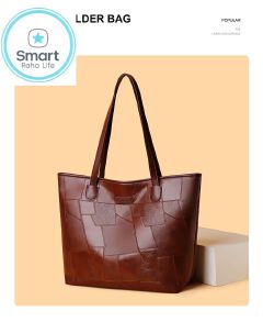 Smartrahalife Fashion PU Leather Tote Bag for Women, 3 Ways to Wear: Shoulder/Crossbody/Handbag, Casual Portable Purse with Local Fast Delivery