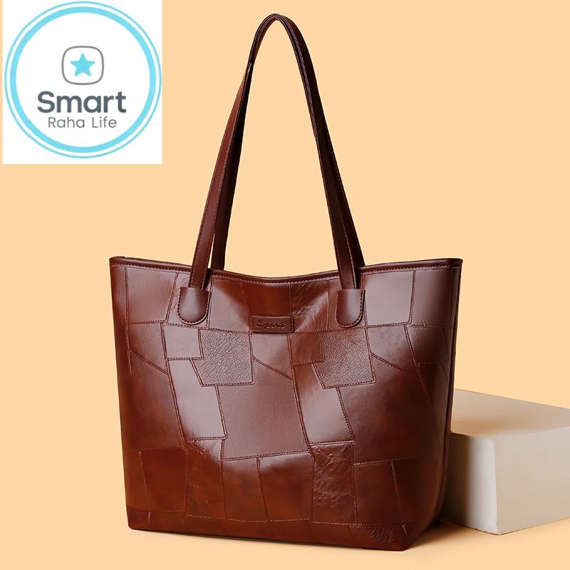 Smartrahalife Fashion PU Leather Tote Bag for Women, 3 Ways to Wear: Shoulder/Crossbody/Handbag, Casual Portable Purse with Local Fast Delivery