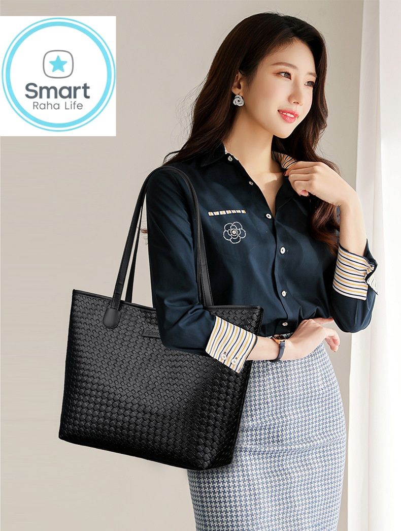 Smartrahalife Fashion PU Leather Tote Bag for Women, 3 Ways to Wear: Shoulder/Crossbody/Handbag, Casual Portable Purse with Local Fast Delivery