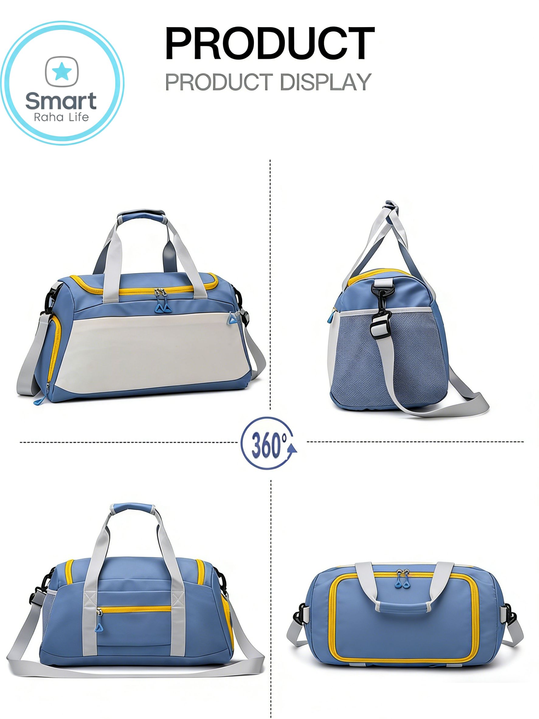 Smartrahalife Fashion Multifunctional Travel Crossbody Bag with Trolley Sleeve Wet Dry Separation Luggage Tote for Gym, Sports & Travel, Hand Luggage Organizer