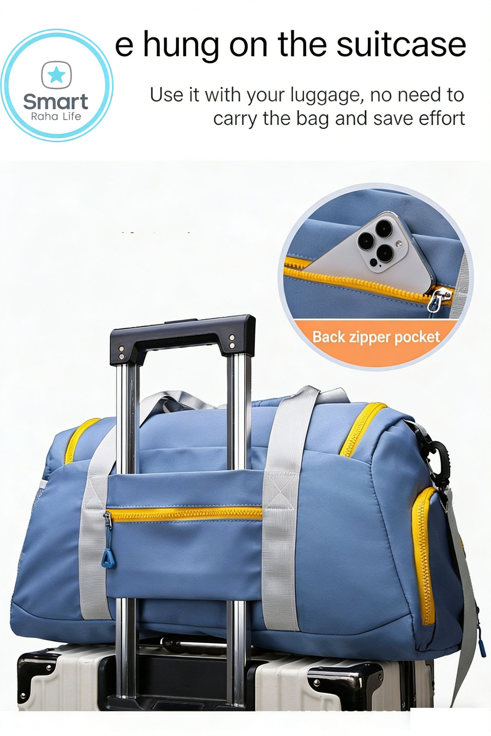 Smartrahalife Fashion Multifunctional Travel Crossbody Bag with Trolley Sleeve Wet Dry Separation Luggage Tote for Gym, Sports & Travel, Hand Luggage Organizer