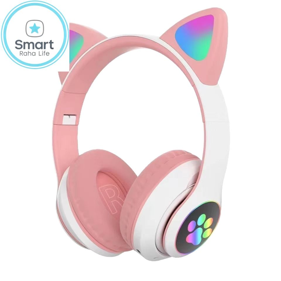 【Promotion】Smartrahalife Wireless Bluetooth Headphone Cat's Ears Stereo Bass Sound Foldable Sports Headset with TF Card Slot Hands-free Mic for iOS Android Phone Long Battery Life