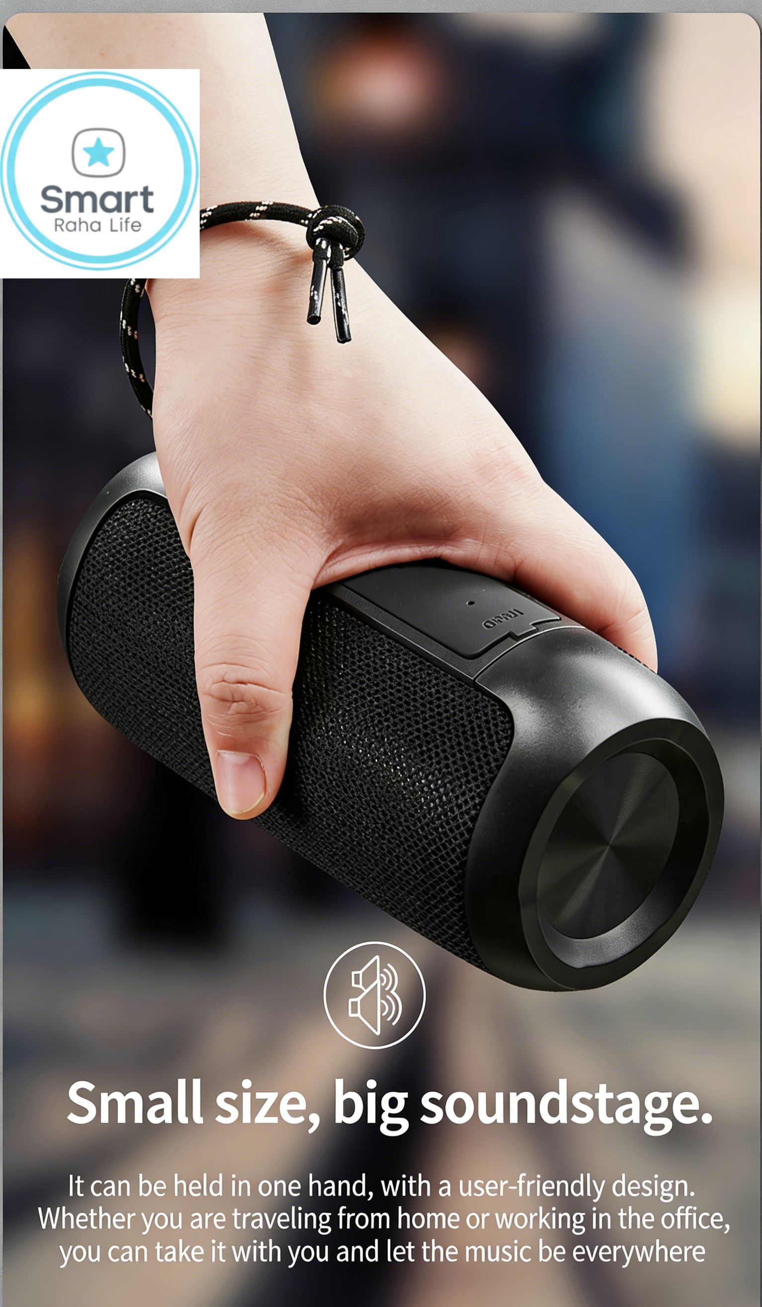 【Promotion】Smartrahalife Wireless Bluetooth Speaker – Home Theater Soundbar with Subwoofer for TV & PC, 4D Surround Sound, TF Card Slot, Portable, Long-Lasting Battery, Great Value Sound System