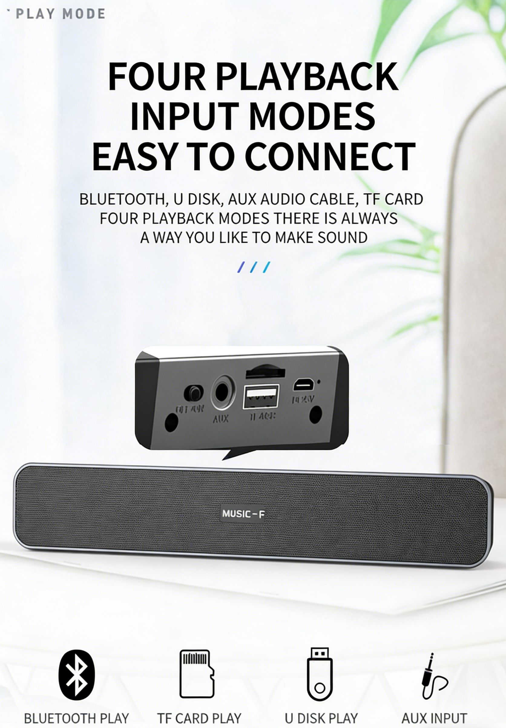 【Promotion】Smartrahalife Wireless Bluetooth Speaker – Home Theater Soundbar with Subwoofer for TV & PC, 4D Surround Sound, TF Card Slot, Portable, Long-Lasting Battery, Great Value Sound System