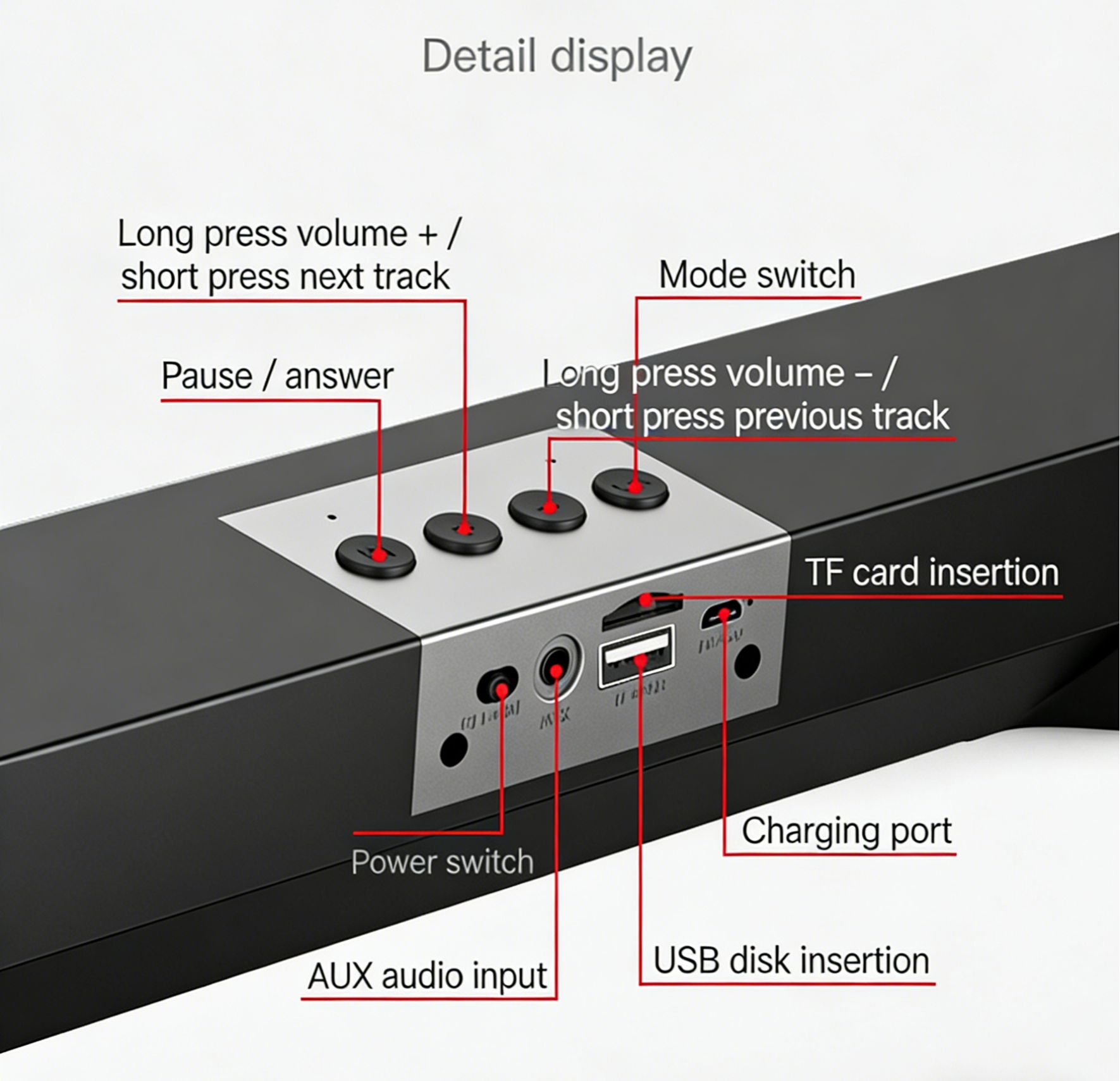 【Promotion】Smartrahalife Wireless Bluetooth Speaker – Home Theater Soundbar with Subwoofer for TV & PC, 4D Surround Sound, TF Card Slot, Portable, Long-Lasting Battery, Great Value Sound System