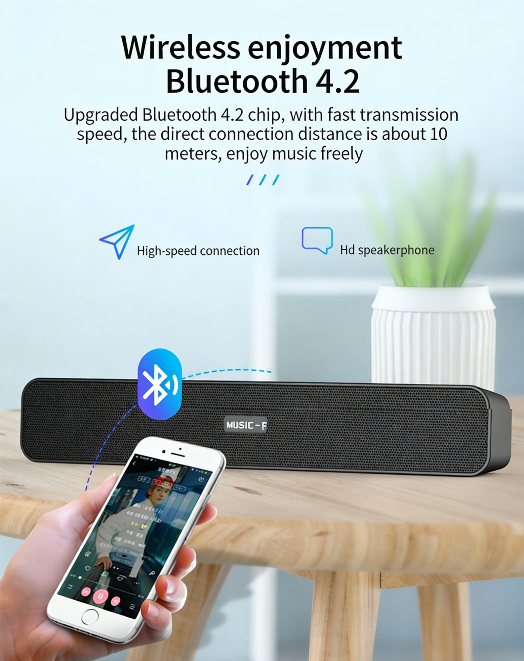 【Promotion】Smartrahalife Wireless Bluetooth Speaker – Home Theater Soundbar with Subwoofer for TV & PC, 4D Surround Sound, TF Card Slot, Portable, Long-Lasting Battery, Great Value Sound System
